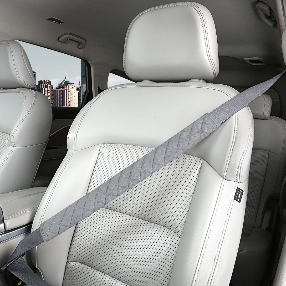 HighnessHwoo Extra Long Seatbelt Covers for Adults Kids Women & Men, Soft Car Seat Belt Strap Cushion for Sedan, SUV, Trucks, Shoulder Neck Chest Protector Pads, Auto Accessories, 1pc, Gray, 15.5in