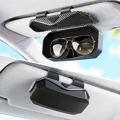 Sunglass Holder For Car Visor Clip With Push-Bounce Switch,Sunglass Case For Car With Plush Lining,Car Sunglass Holder Suitable For Truck And Sedan To Place Sunglass (Black)