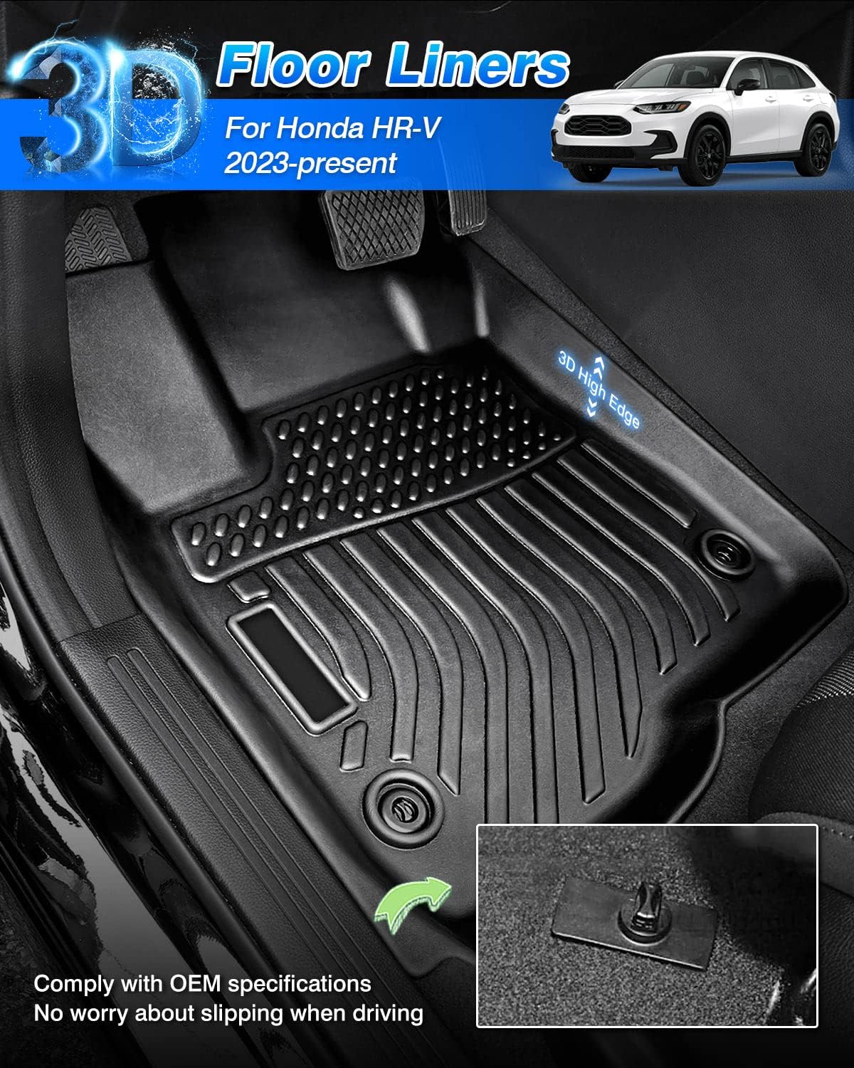 Cartist Floor Mats Fit for Honda HR-V HRV 2023 2024 2025 2026 (Include Hybrid) All Weather Floor Liners Front & 2nd Row Floor Mat for HRV Heavy Duty