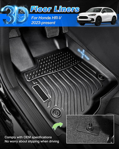 Cartist Floor Mats Fit for Honda HR-V HRV 2023 2024 2025 2026 (Include Hybrid) All Weather Floor Liners Front & 2nd Row Floor Mat for HRV Heavy Duty