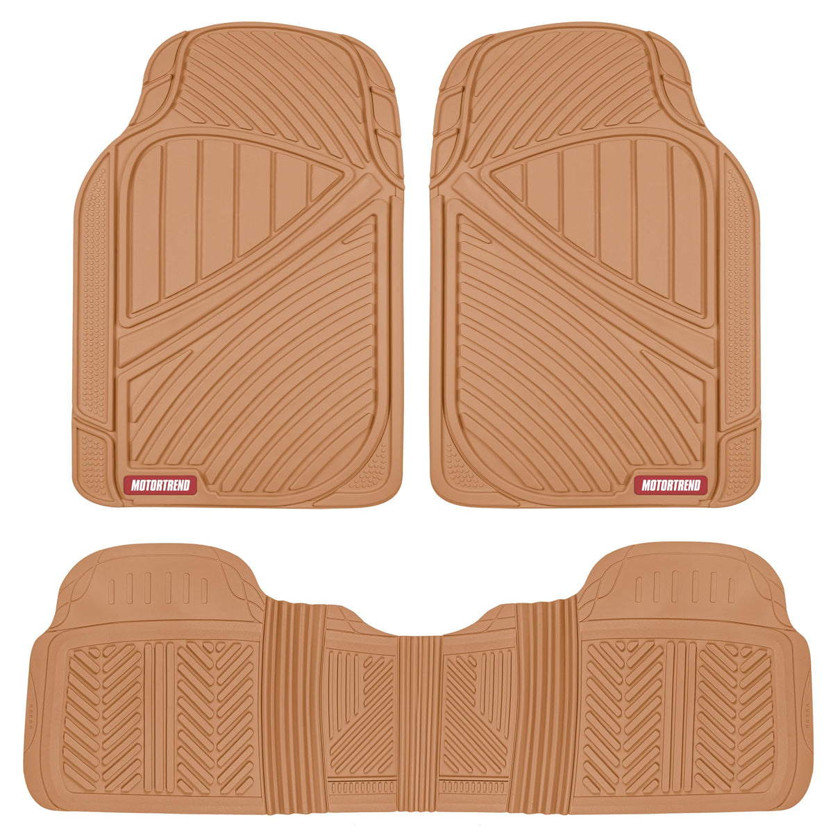 Motor Trend FlexTough Performance All Weather Rubber Car Floor Mats - 3 Piece Floor Mats Automotive Liners for Cars Truck SUV, Heavy-Duty Waterproof (Black)