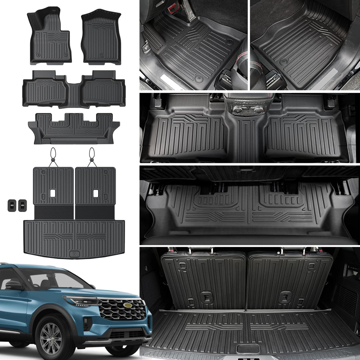 Floor Mats for Ford Expedition Max 2018-2024 8 Seats w/Cargo Mat