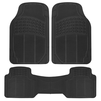 BDK Floor Mats, 4-Piece All-Weather Car Mat with Universal Fit Design, Durable Rubber Car Floor Mats with Capture Ridges, Waterproof for Cars Trucks SUV (Black)