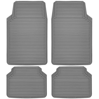 CAR PASS Rubber Floor Mats, All Weather Full Set 4-Piece, Waterproof Automotive Mats Trim to Fit Most Cars Sedans SUVs Vans, Heavy Duty Anti-Slip Easy Clean, All Black