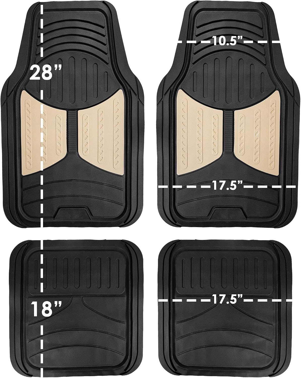 FH Group Automotive Floor Mats - Heavy-Duty Monster Eye Rubber for Cars, Universal Fit Full Set, Climaproof Mats, Trimmable Most Sedan, SUV, Truck Pink