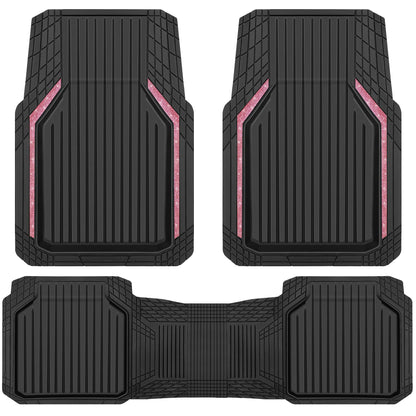 CAR PASS Heavy Duty Rubber Floor Mats for Car, Waterproof All Weather Car Floor Mats, Universal Trim-to-Fit for SUV Truck Sedans Vans, Automotive Floor Mats 3 piece car mats Full Set, Solid Black