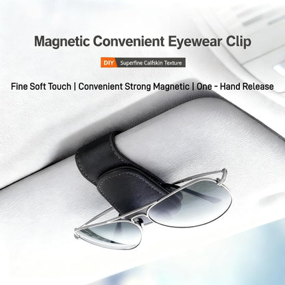 LINFEI Black Magnetic Car Visor Glasses Case + Glasses Clip, 1 Set
