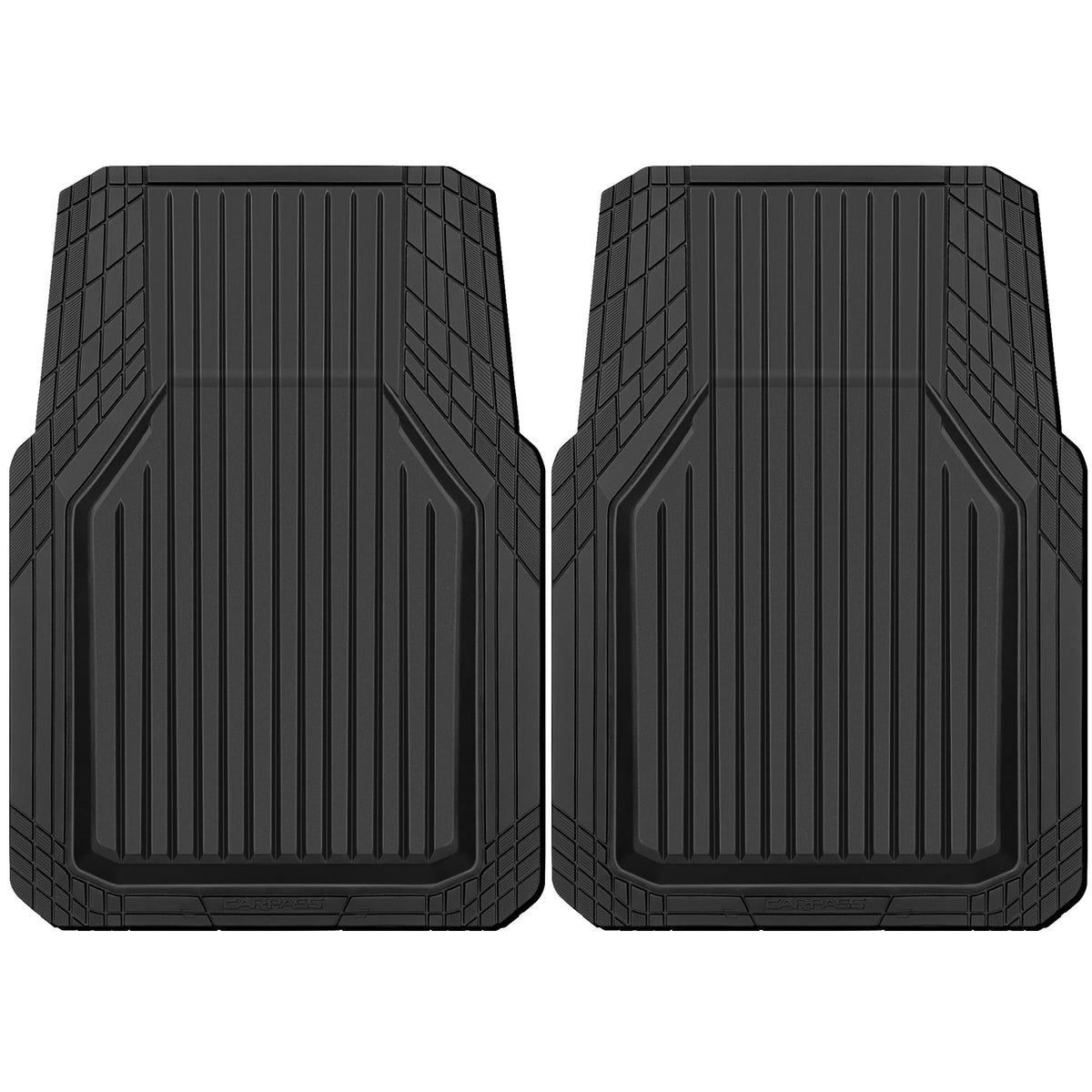 CAR PASS Heavy Duty Rubber Floor Mats for Car, Waterproof All Weather Car Floor Mats, Universal Trim-to-Fit for SUV Truck Sedans Vans, Automotive Floor Mats 3 piece car mats Full Set, Solid Black