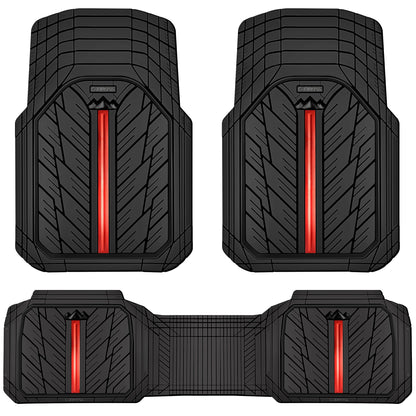 CAR PASS Heavy Rubber Car Floor Mats, Deep Waterproof Car Mats All Weather, Universal Trim-to Fit Automotive Floor Mats for Car SUV Truck Van, Durable Floor Liners Solid Black