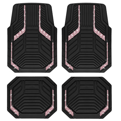 PIC AUTO Heavy Duty Rubber Floor Mats, Purple Aluminum Film Car Mats Set, Front and Rear Car Mats with Anti-Slip Backing, All Weather Protection, Trim-to-Fit for Automotive SUV, Sedan, Van