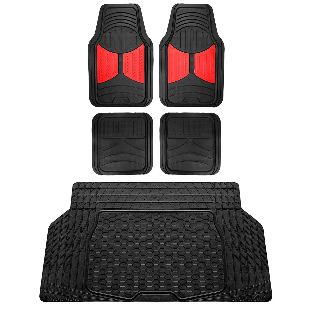 FH Group Automotive Floor Mats - Heavy-Duty Monster Eye Rubber for Cars, Universal Fit Full Set, Climaproof Mats, Trimmable Most Sedan, SUV, Truck Pink