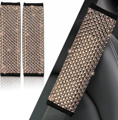 NBTEPEM 2 Pack Bling Car Seat Belt Covers, Diamond Seatbelt Shoulder Protection, Rhinestones Seat Belt Strap Cover Shoulder Pad, Universal Bling Car Interior Accessories Fit for Car/Truck/SUV(Pink)