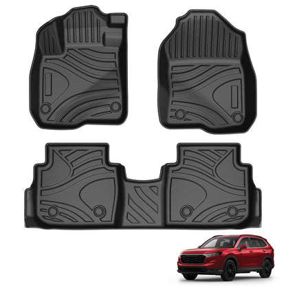 Powerty Floor Mats for 2019-2024 2025 Toyota RAV4 Accessories All Weather Floor Liner 3D TPO 1st & 2nd Row Floor Mat Heavy-Duty Floor Liners(FIT All Models)