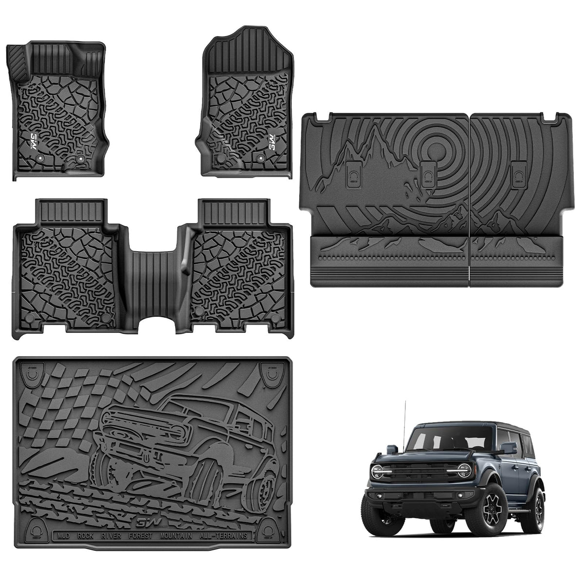 3W Floor Mats for Chevrolet Chevy Colorado/GMC Canyon Crew Cab 2023-2026