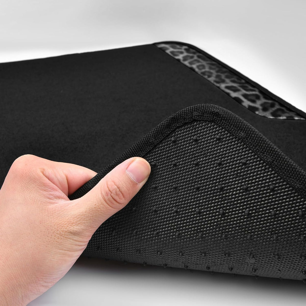 CAR PASS Waterproof Universal Car Floor Mats, Leopard Print Car Mats Fit for SUV,Vans,sedans, Trucks,Set of 4pcs Car Carpet with Driver Heel Pad and Nibs Backing, Leopard Car Accessories Gray Leopard