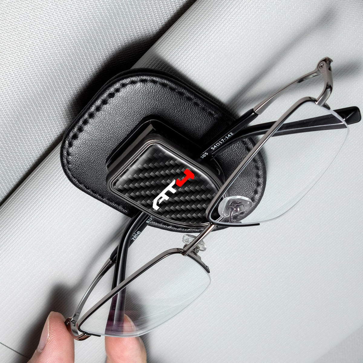 Sunglasses Holder, Leather Glasses Holders Compatible with Dodge Ram Car Sun Visor, Eyeglasses Hanger and Ticket Card Clip Eyeglasses Mount for Car, for Accessories, Black