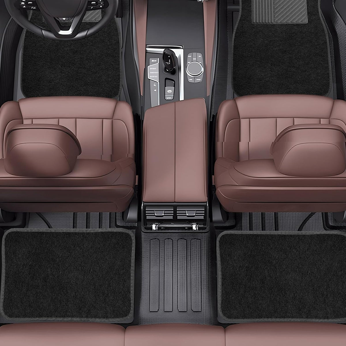 4 PCS Car Floor Mats, Anti-Slip Front & Rear Auto Carpet Pad for All Weather Protection, Waterproof Floor Mat Heavy Duty Protective Pad Universal for Cars Trucks SUVs (Black)