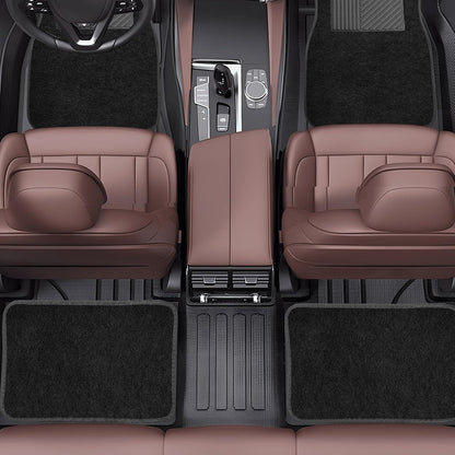 4 PCS Car Floor Mats, Anti-Slip Front & Rear Auto Carpet Pad for All Weather Protection, Waterproof Floor Mat Heavy Duty Protective Pad Universal for Cars Trucks SUVs (Black)