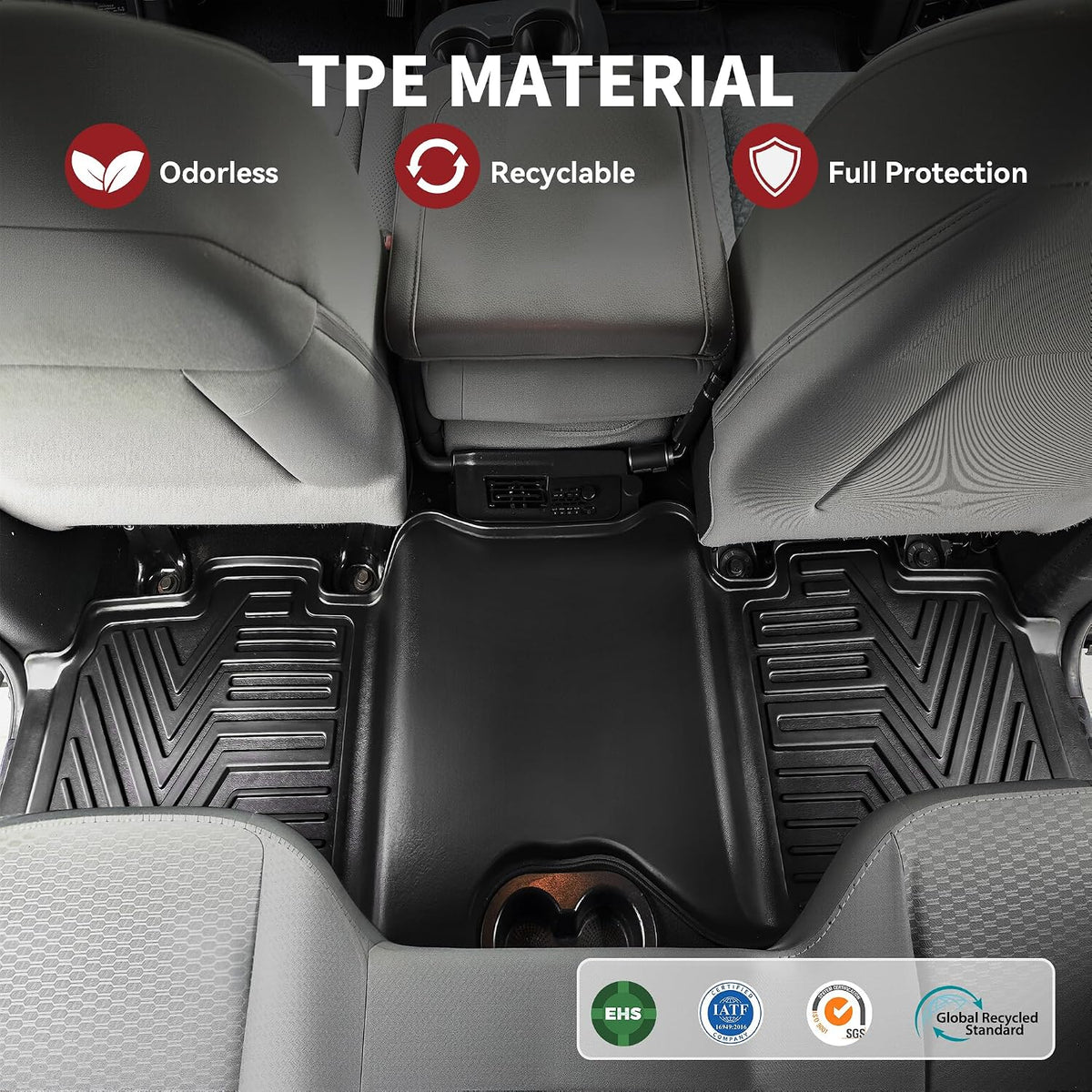 YITAMOTOR Floor Mats Fit for 2013-2018 Dodge Ram 1500/2500/3500 Crew Cab, 2019-2024 Ram 1500 Classic Crew Cab 1st & 2nd Row All Weather Heavy Duty Floor Liners Black