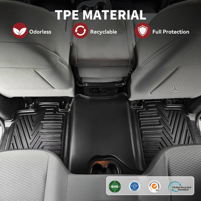 YITAMOTOR Floor Mats Fit for 2013-2018 Dodge Ram 1500/2500/3500 Crew Cab, 2019-2024 Ram 1500 Classic Crew Cab 1st & 2nd Row All Weather Heavy Duty Floor Liners Black