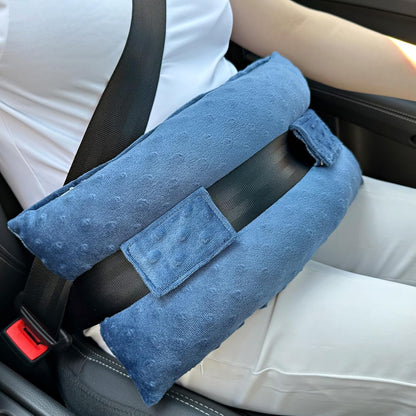 Hysterectomy Seatbelt Pillow for Post Surgery, Hysterectomy Recovery Must Have, Abdominal Pillows with Ice/Hot Pocket Tummy Tuck Cushions Seat Belt Padding Protectors, Minky Dot Denim Blue