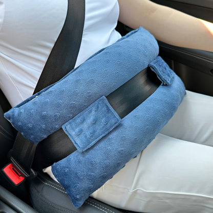 Hysterectomy Seatbelt Pillow for Post Surgery, Hysterectomy Recovery Must Have, Abdominal Pillows with Ice/Hot Pocket Tummy Tuck Cushions Seat Belt Padding Protectors, Minky Dot Denim Blue