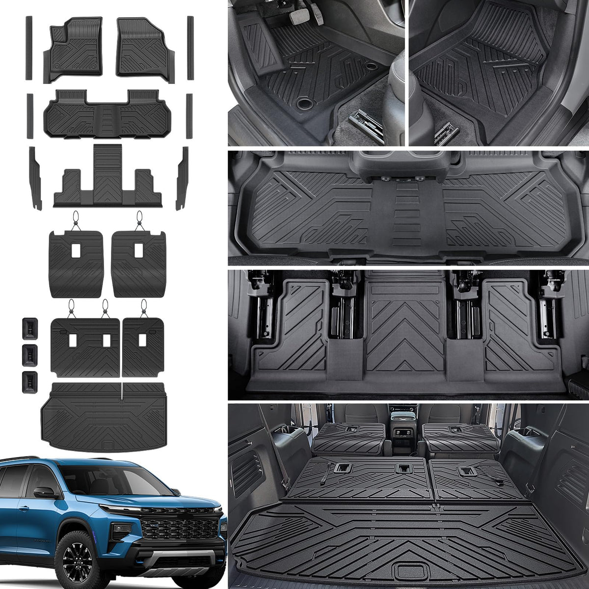 Floor Mats for Dodge Durango 2016-2026 7 Seats w/Bench Seats