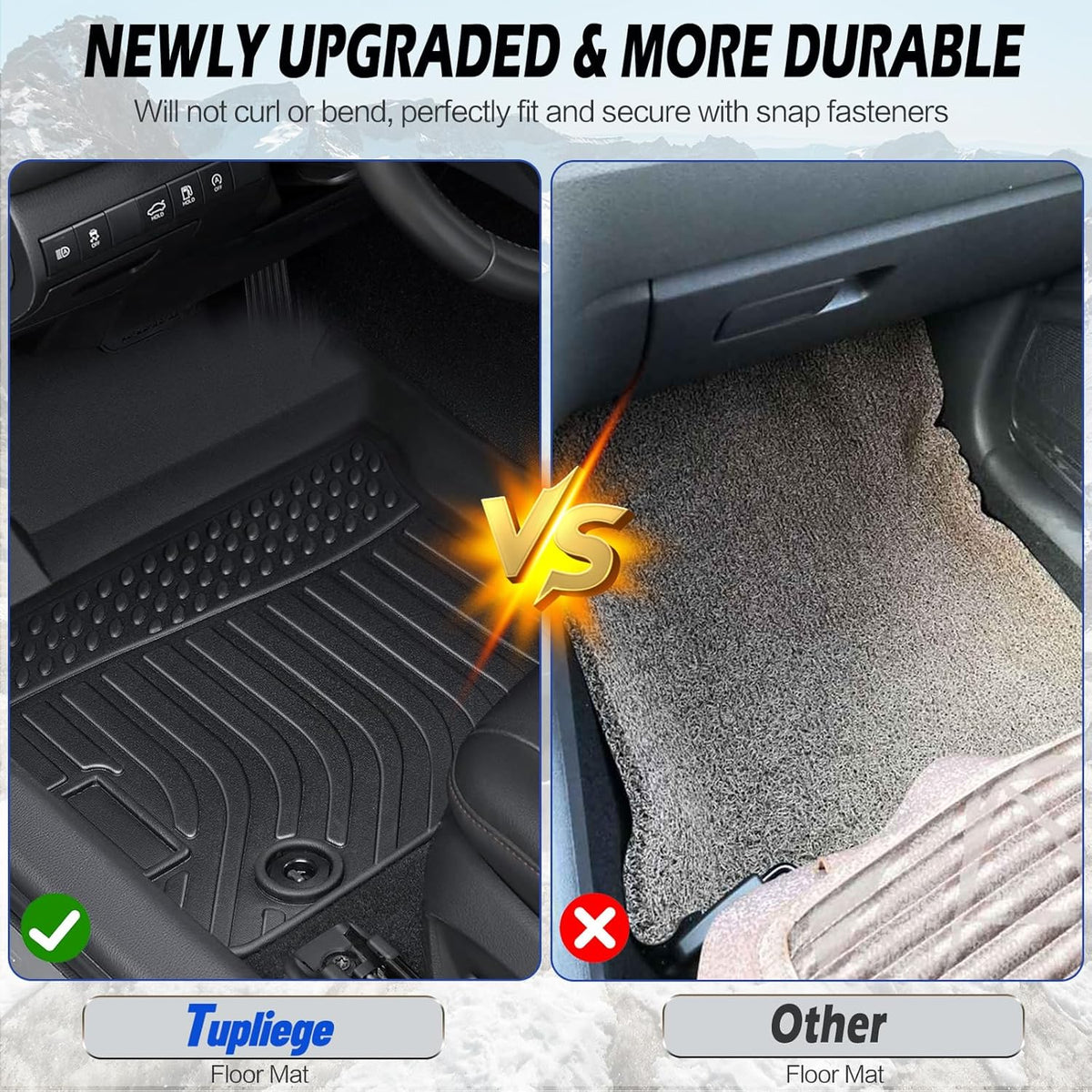 Car Floor Mats for 2012-2017 Chevy Equinox &GMC Terrain/Terrain Denali,All Weather TPE Full Set Includes 1st 2nd Row Front (for 12-17 Chevrolet Equinox/GMC Terrain/Denali)