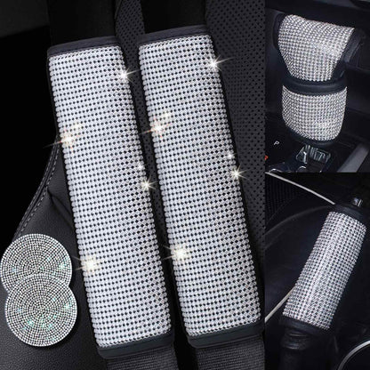 2PCS Bling Car Seatbelt Strap Covers for Women Girls - Crystal Rhinestone Velvet Shoulder Pad Protector - Diamond Shine Safety Shoulder Pad, Car Decor Interior Accessories