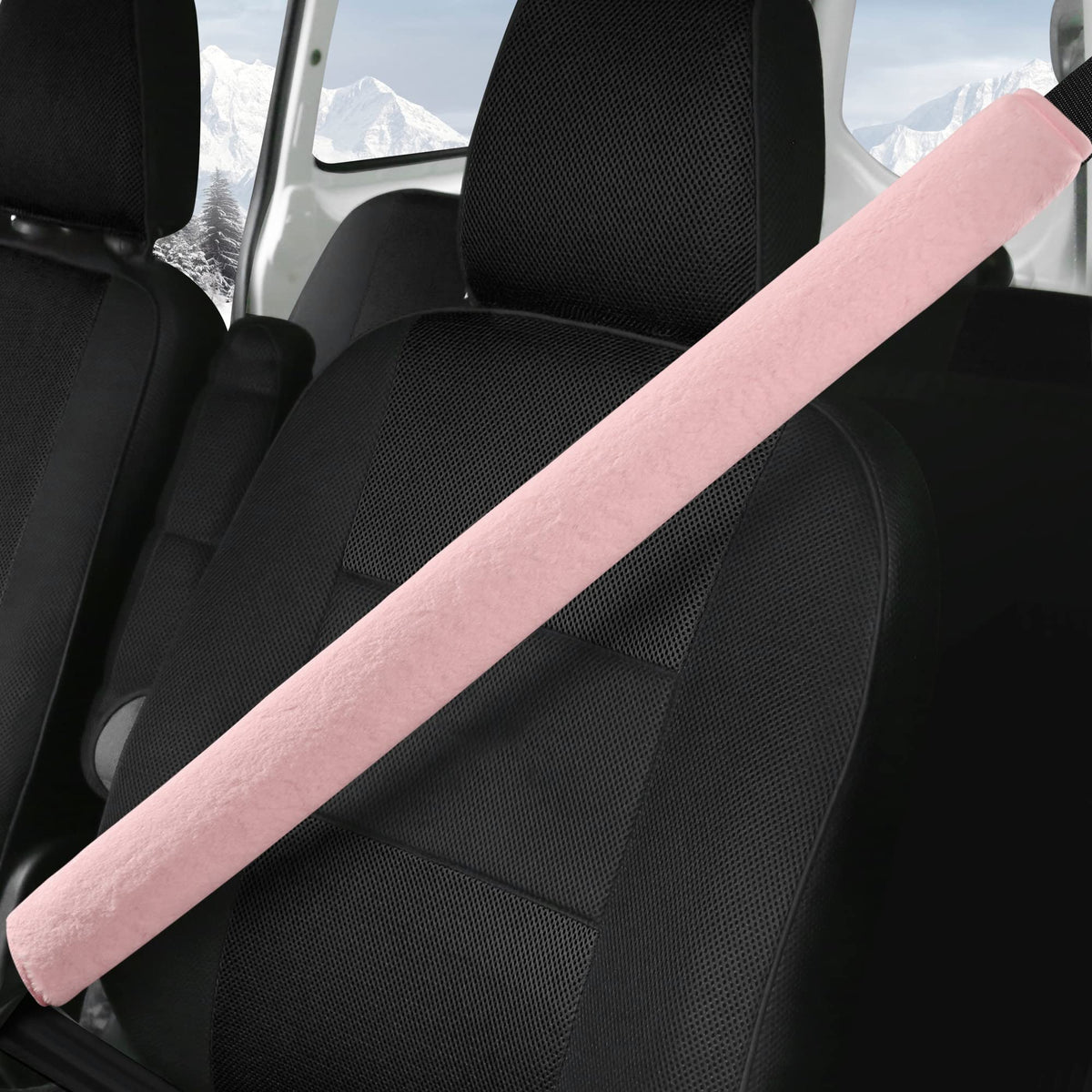 LACDL Extra Long Seatbelt Covers Super Soft Furry for Adults Kids Women & Men, Thick Plush Full Car Seat Belt Cushion, Fluffy Shoulder Pad Protector, Auto Interior Accessories, 1pc, Off White, 15.5in