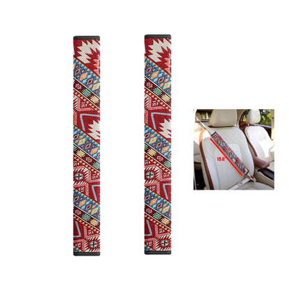 Boho Linen Seat Belt Covers 2 Pack - 19.6" Extra Long Car Shoulder Pads, Natural Breathable Fabric Strap Protector to Prevent Clothes Pilling & Friction, Aesthetic Gift for Women, Family & Friends