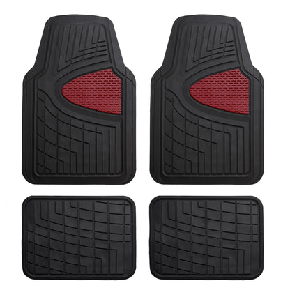 FH Group Premium Liners Tall Channel Trimmable All Weather Rubber Full Set Car Floor Mats (Beige) w. Trimmable All-Season Cargo Liner (Black) - Universal Fit for Cars Trucks and SUVs