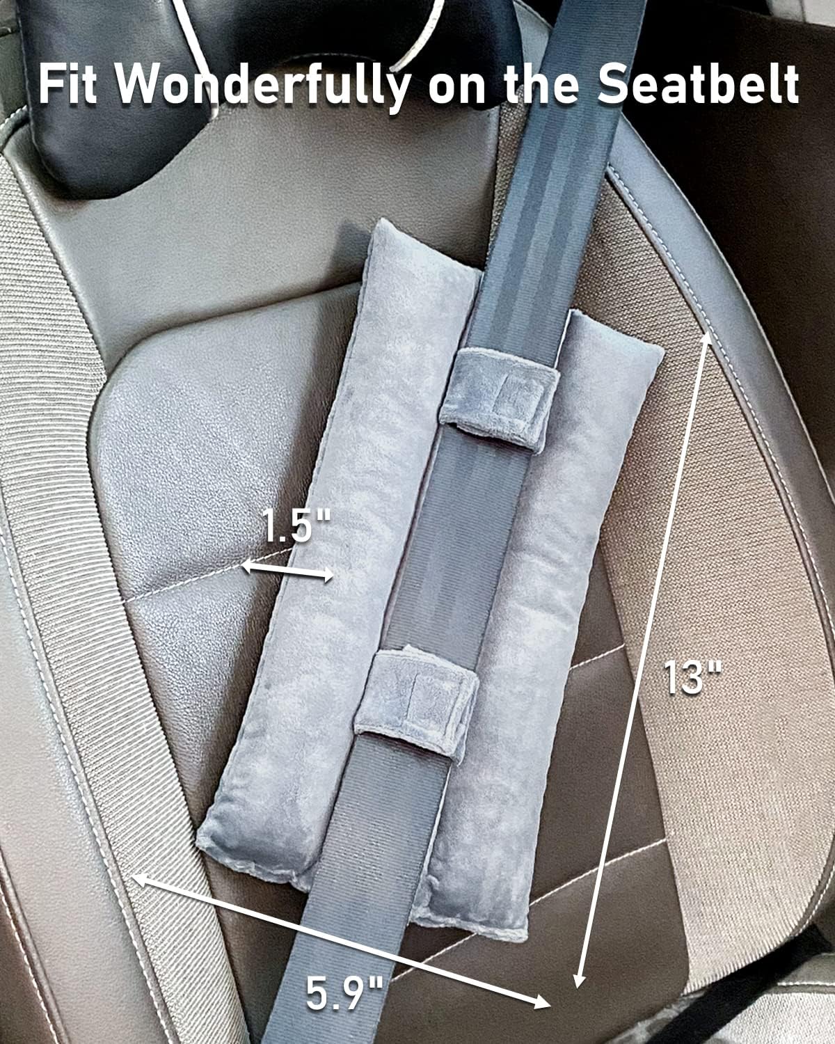 BELINOUS Seat Belt Pillows for Post Mastectomy Surgery (Gray)