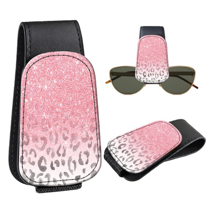 Leather Magnetic Sunglass Holder for Car Sun Visor, Cute Eyeglass Ticket Card Hanger Clip, Universal Auto Interior Accessories for SUV Pickup Truck, Green Camo