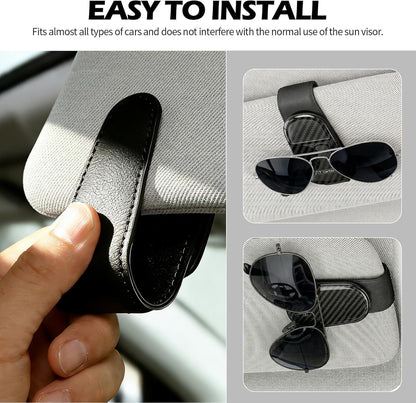 T-carbon 2 Pack Sunglass Holder for Car Sun Visor