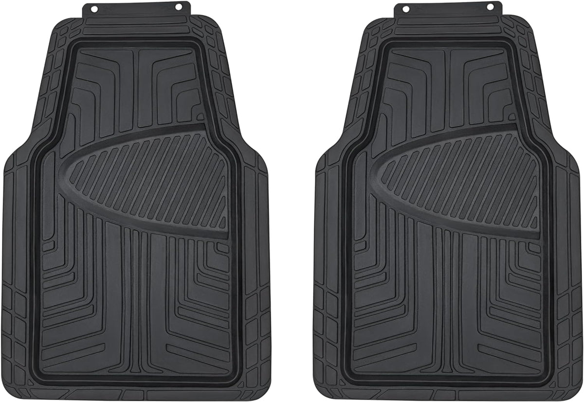 Amazon Basics 2-Piece Premium All-Season Anti-Slip Rubber Floor Mats for Cars, SUVs and Trucks, Universal Trim to Fit, Black