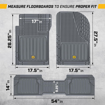 Cat® ToughLiner™ Gray Car Floor Mats - Heavy Duty Trim to Fit Floor Mats for Trucks - All-Weather Truck Accessories & Odorless Rubber Automotive Floor Mats - Car Mats & SUV Floor Liners for Car