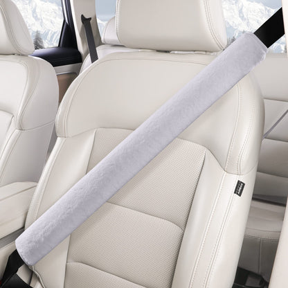 LACDL Extra Long Seatbelt Covers Super Soft Furry for Adults Kids Women & Men, Thick Plush Full Car Seat Belt Cushion, Fluffy Shoulder Pad Protector, Auto Interior Accessories, 1pc, Off White, 15.5in