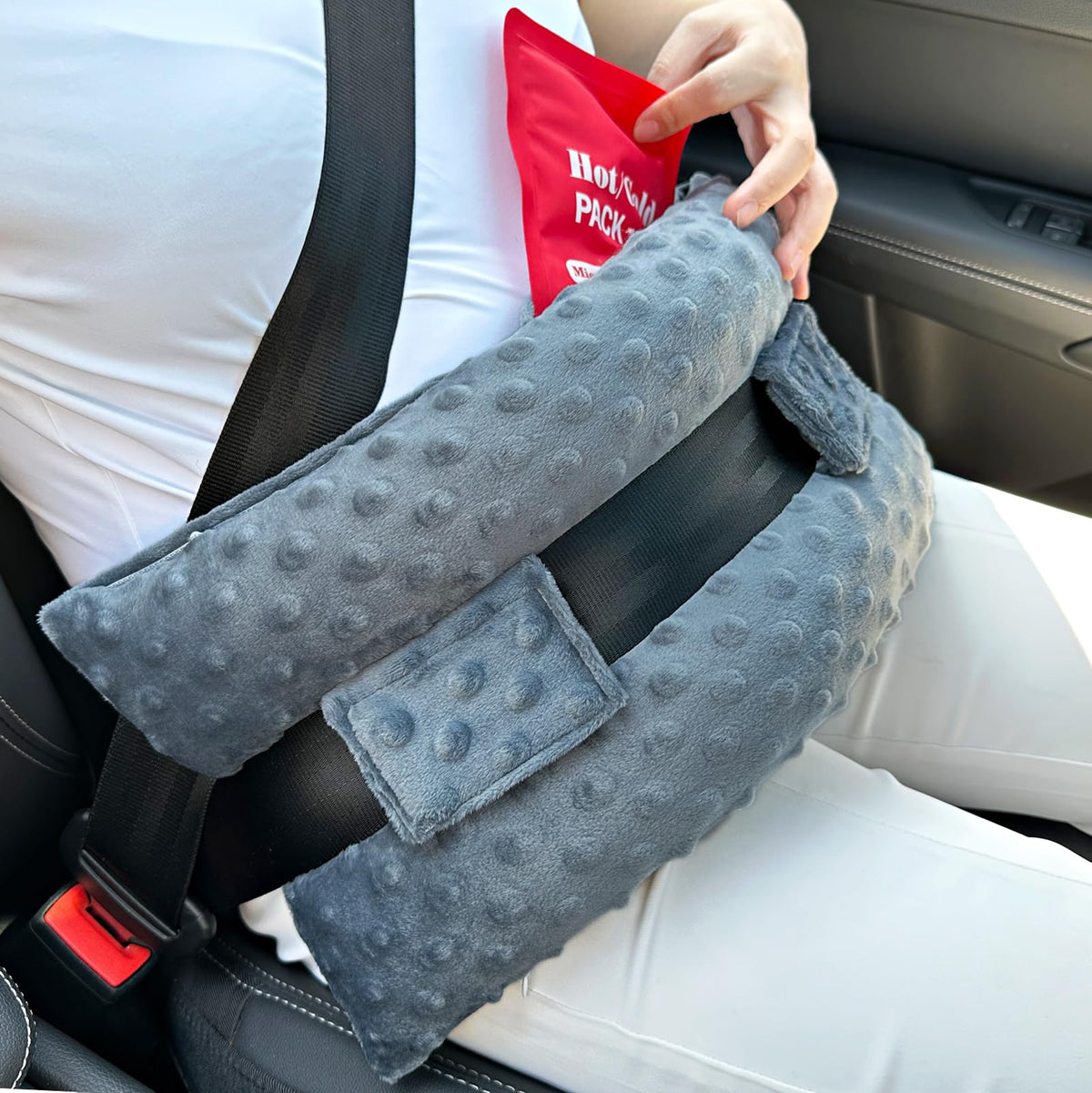 Hysterectomy Pillow Abdominal Surgery Seatbelt Pillows with Pocket Myomectomy Comfort Cushion for Belly Incision Tummy Tuck C-Section Recovery Gifts Women Patients (Minky Black)