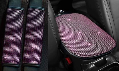 2PCS Bling Car Seatbelt Strap Covers for Women Girls - Crystal Rhinestone Velvet Shoulder Pad Protector - Diamond Shine Safety Shoulder Pad, Car Decor Interior Accessories