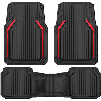 CAR PASS Heavy Duty Rubber Floor Mats for Car, Waterproof All Weather Car Floor Mats, Universal Trim-to-Fit for SUV Truck Sedans Vans, Automotive Floor Mats 3 piece car mats Full Set, Solid Black