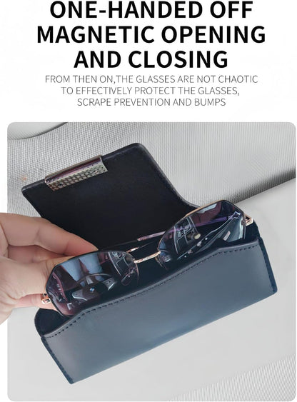 LINFEI Black Magnetic Car Visor Glasses Case + Glasses Clip, 1 Set