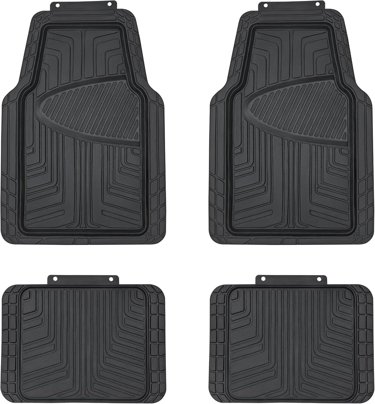 Amazon Basics 4-Piece Premium All-Season Anti-Slip Rubber Floor Mats, All Weather Protection for Cars, SUVs and Trucks, Universal Trim to Fit, Black
