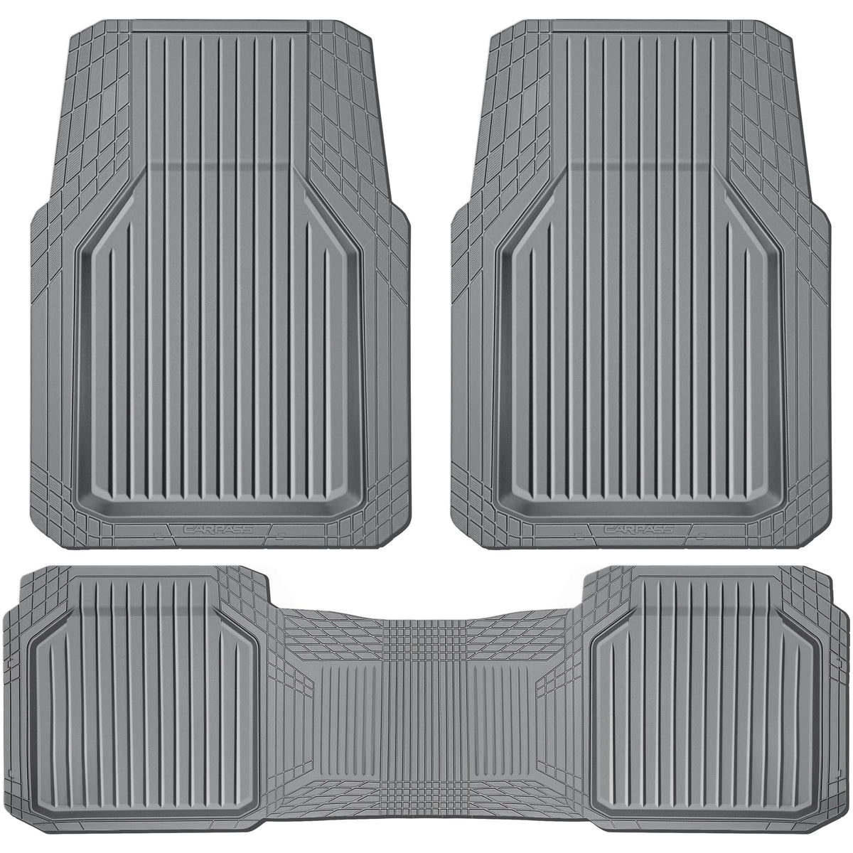 CAR PASS Heavy Duty Rubber Floor Mats for Car, Waterproof All Weather Car Floor Mats, Universal Trim-to-Fit for SUV Truck Sedans Vans, Automotive Floor Mats 3 piece car mats Full Set, Solid Black