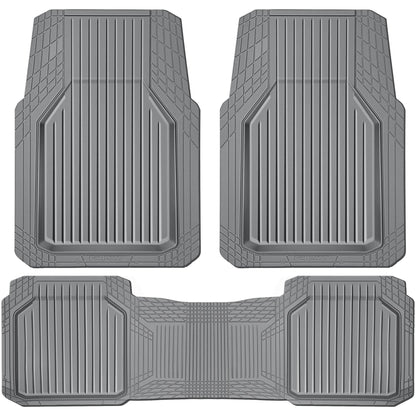 CAR PASS Heavy Duty Rubber Floor Mats for Car, Waterproof All Weather Car Floor Mats, Universal Trim-to-Fit for SUV Truck Sedans Vans, Automotive Floor Mats 3 piece car mats Full Set, Solid Black