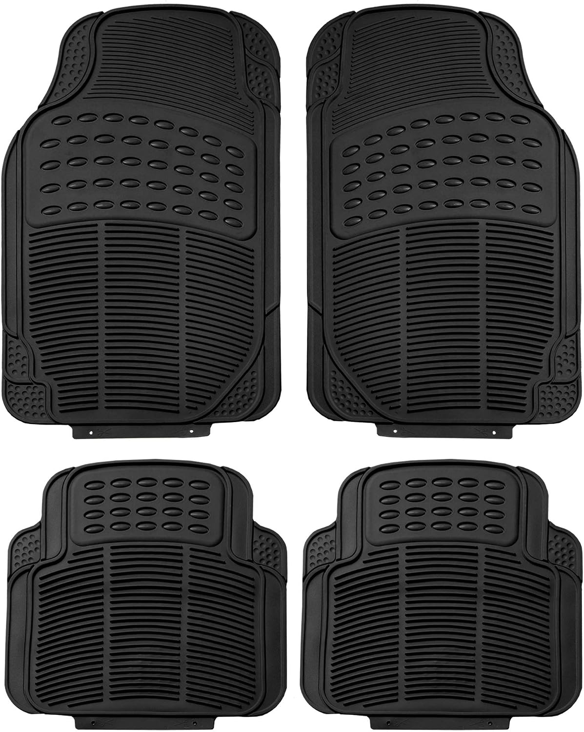 FH Group Automotive Floor Mats - Heavy-Duty Rubber, Universal Fit Full Set, ClimaProof, Trimmable For Most Cars, Sedan, SUV, Truck, Black