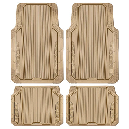 CAR PASS Heavy Duty Rubber Car Mats Metallic, Aluminum Film All Weather Floor Mats Waterproof Universal Trim to Fit Automotive SUV Sedan Van 4 Piece Anodized Deep Dish Two-Tone Sporty Black Red Chrome