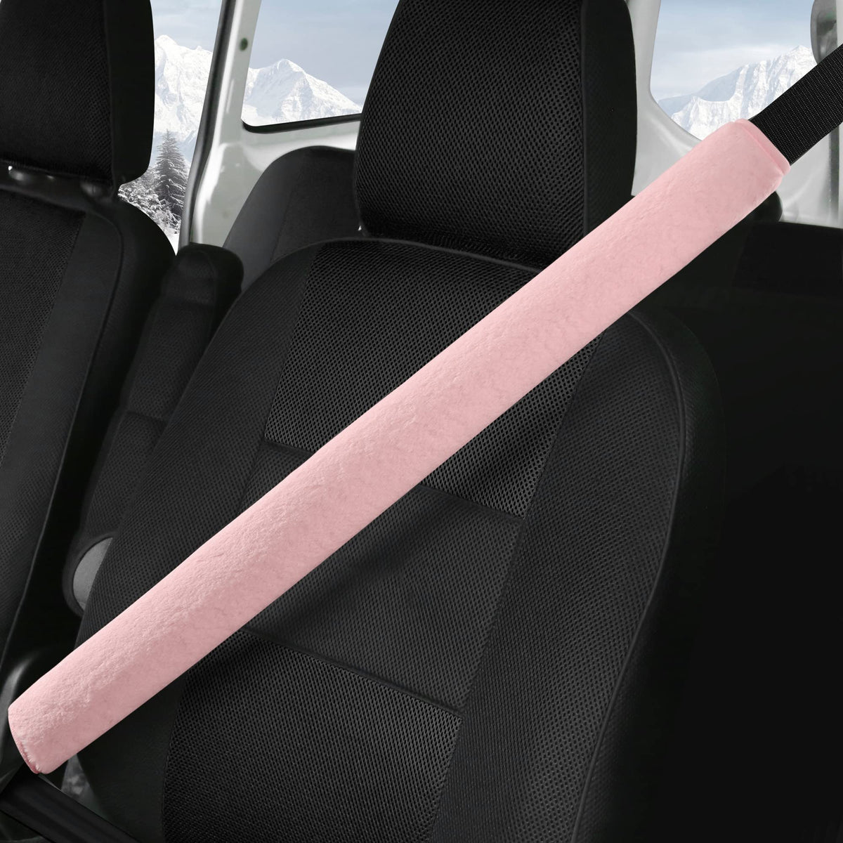 LACDL Extra Long Seatbelt Covers Super Soft Furry for Adults Kids Women & Men, Thick Plush Full Car Seat Belt Cushion, Fluffy Shoulder Pad Protector, Auto Interior Accessories, 1pc, Off White, 15.5in