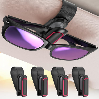 Veharvim Sunglass Holder for Car, 2 Pack, Metal Clip, One-Handed Operation