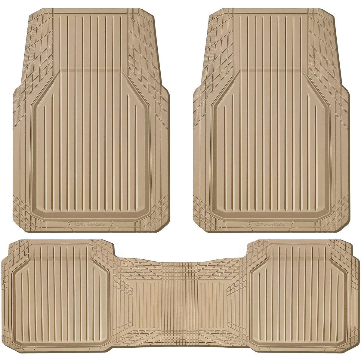 CAR PASS Heavy Duty Rubber Floor Mats for Car, Waterproof All Weather Car Floor Mats, Universal Trim-to-Fit for SUV Truck Sedans Vans, Automotive Floor Mats 3 piece car mats Full Set, Solid Black